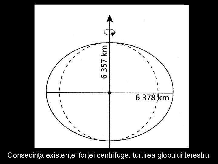 Consecinţa existenţei forţei centrifuge: turtirea globului terestru 