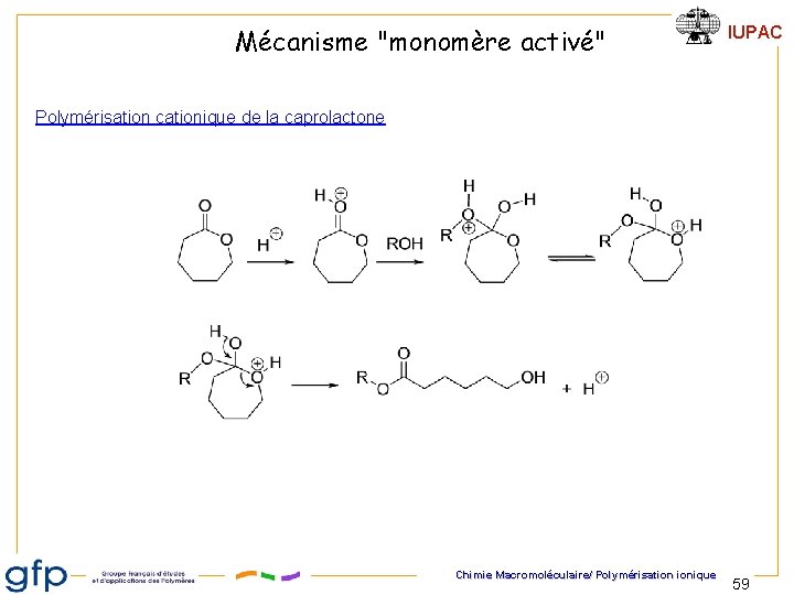 Mécanisme "monomère activé" IUPAC Polymérisation cationique de la caprolactone Chimie Macromoléculaire/ Polymérisation ionique 59