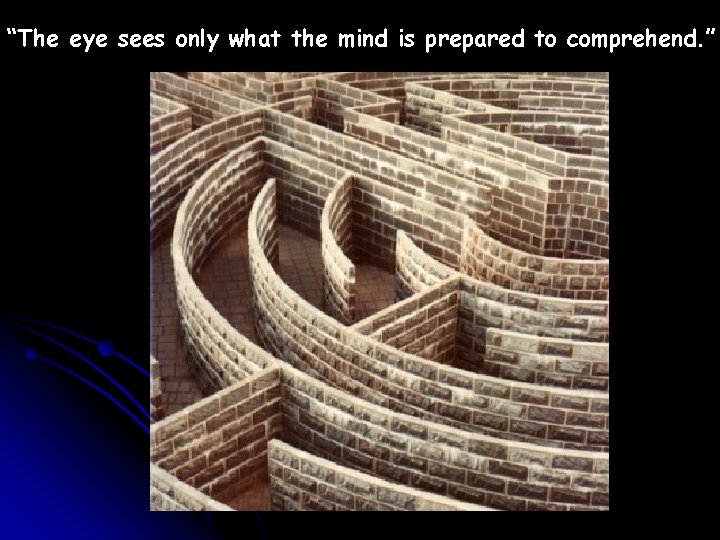 “The eye sees only what the mind is prepared to comprehend. ” 