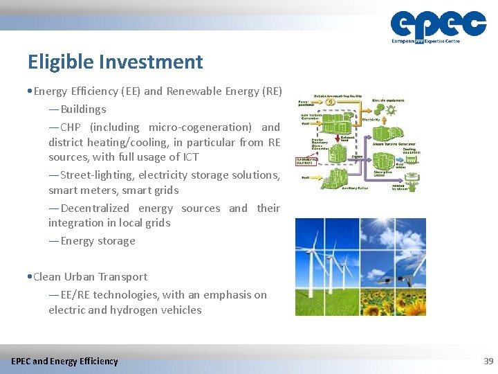 Eligible Investment • Energy Efficiency (EE) and Renewable Energy (RE) —Buildings —CHP (including micro-cogeneration)