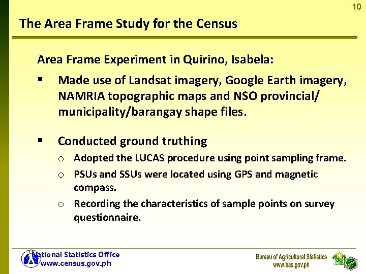 10 The Area Frame Study for the Census Area Frame Experiment in Quirino, Isabela: