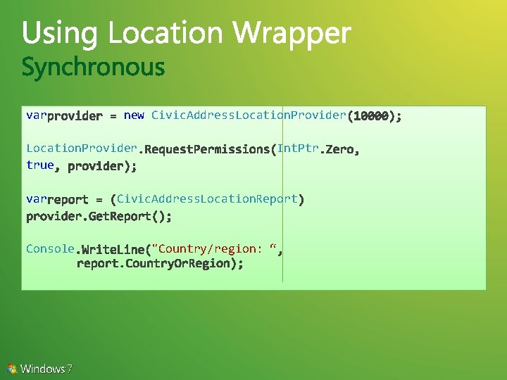 var new Civic. Address. Location. Provider true var Console Int. Ptr Civic. Address. Location.