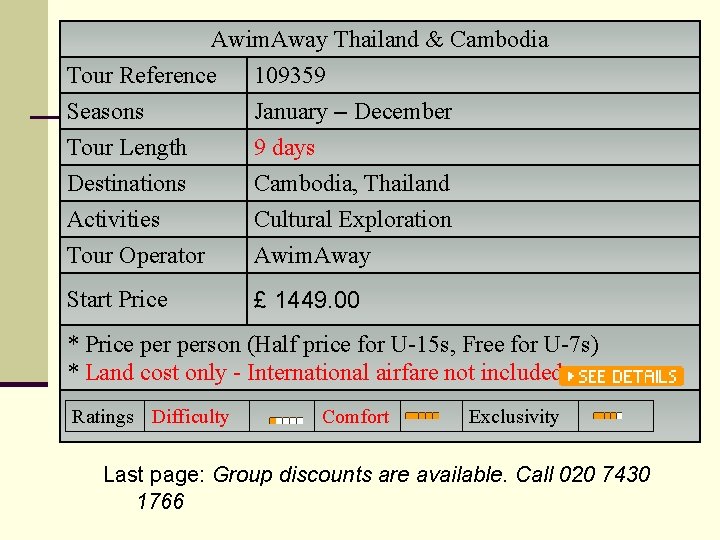 Awim. Away Thailand & Cambodia Tour Reference 109359 Seasons January – December Tour Length