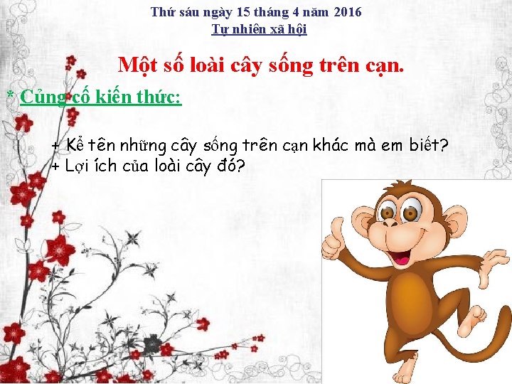 Thứ sáu ngày 15 tháng 4 năm 2016 Tự nhiên xã hội Một số