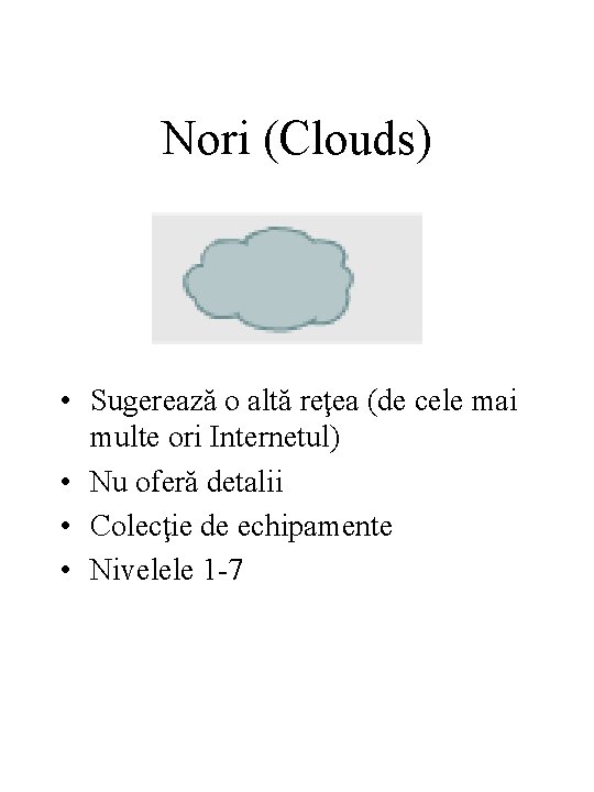 Nori (Clouds) • Sugerează o altă reţea (de cele mai multe ori Internetul) •