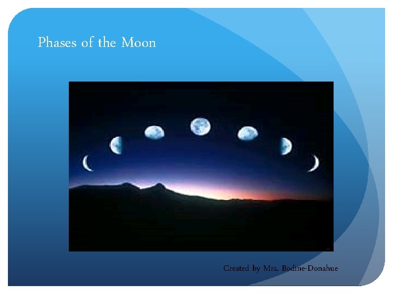 Phases of the Moon Created by Mrs. Bodine-Donahue 