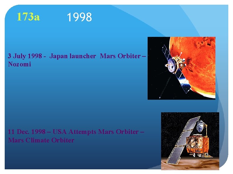 173 a 1998 3 July 1998 - Japan launcher Mars Orbiter – Nozomi 11