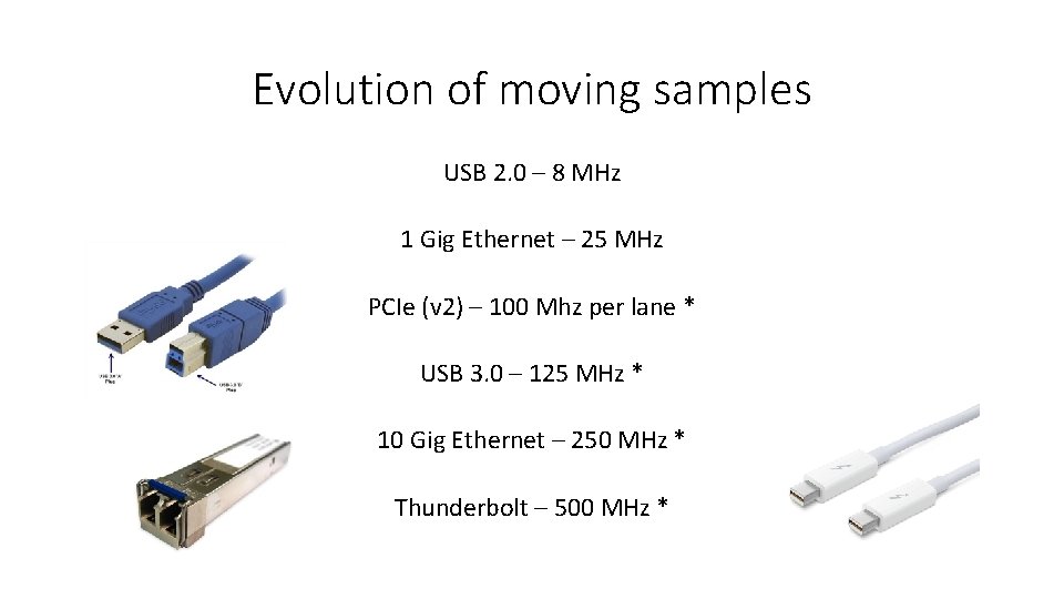Evolution of moving samples USB 2. 0 – 8 MHz 1 Gig Ethernet –