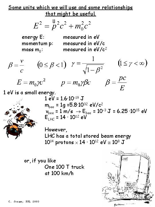 Some units which we will use and some relationships that might be useful. energy