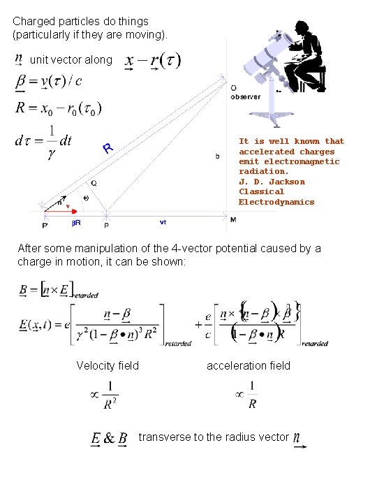 Charged particles do things (particularly if they are moving). unit vector along It is