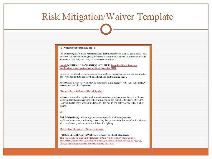 Risk Mitigation/Waiver Template 