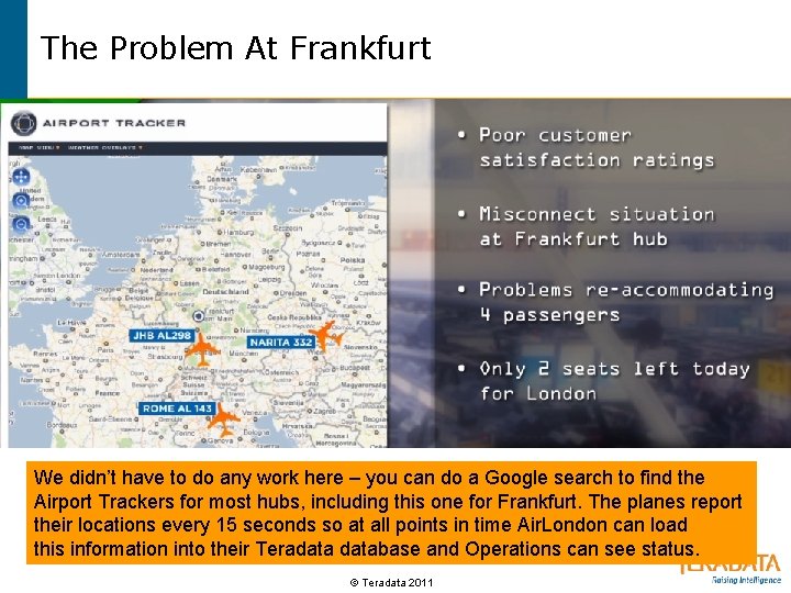 The Problem At Frankfurt We didn’t have to do any work here – you