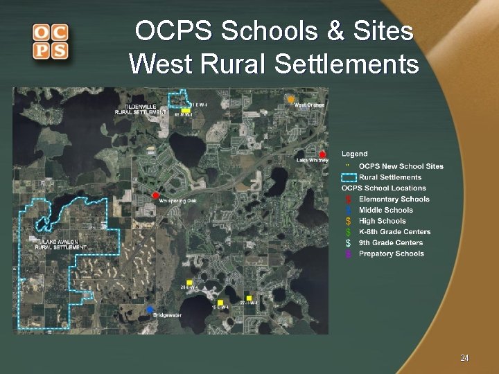 OCPS Schools & Sites West Rural Settlements 24 