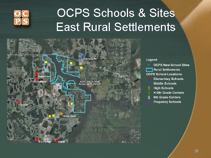 OCPS Schools & Sites East Rural Settlements 29 