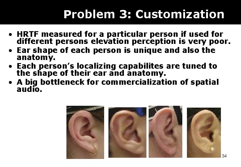 Problem 3: Customization • HRTF measured for a particular person if used for different
