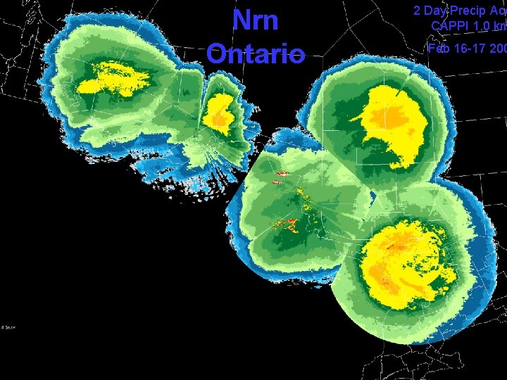 Nrn Ontario 2 Day Precip Acc CAPPI 1. 0 km Feb 16 -17 200