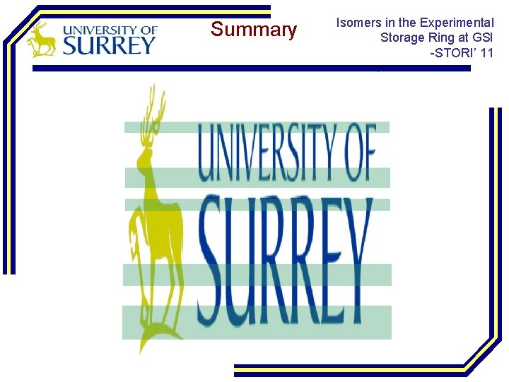 Summary Isomers in the Experimental Storage Ring at GSI -STORI’ 11 