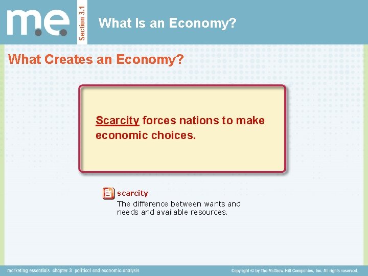 Section 3. 1 What Is an Economy? What Creates an Economy? Scarcity forces nations