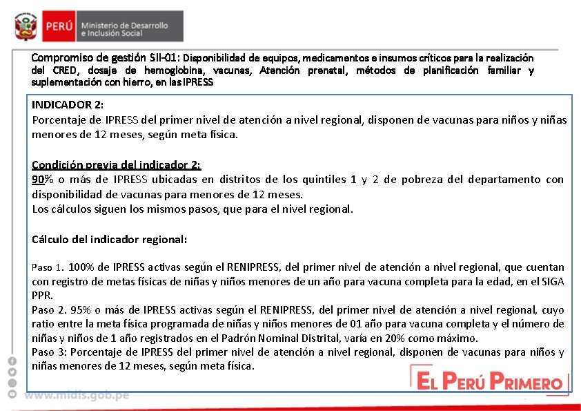 Compromiso de gestión SII-01: Disponibilidad de equipos, medicamentos e insumos críticos para la realización