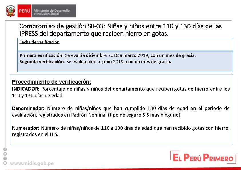 Compromiso de gestión SII-03: Niñas y niños entre 110 y 130 días de las