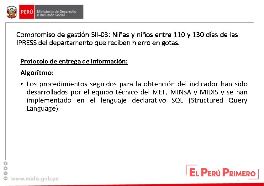 Compromiso de gestión SII-03: Niñas y niños entre 110 y 130 días de las