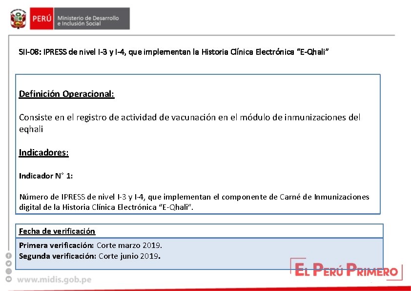 SII-08: IPRESS de nivel I-3 y I-4, que implementan la Historia Clínica Electrónica “E-Qhali”