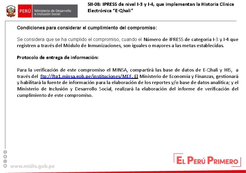 SII-08: IPRESS de nivel I-3 y I-4, que implementan la Historia Clínica Electrónica “E-Qhali”