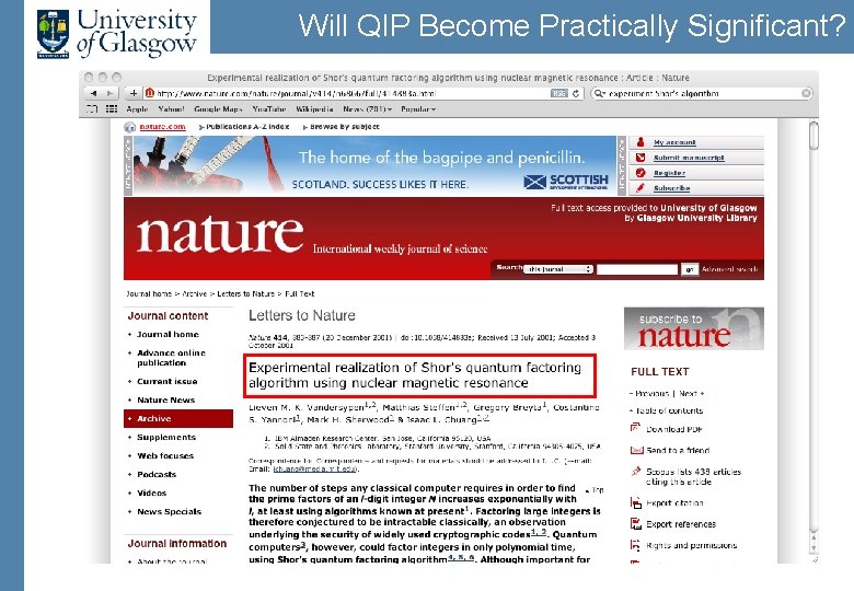 Will QIP Become Practically Significant? 