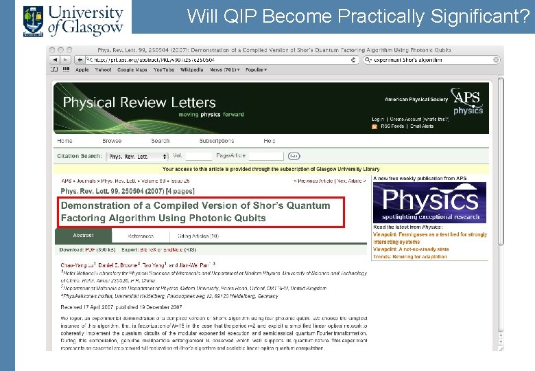 Will QIP Become Practically Significant? 