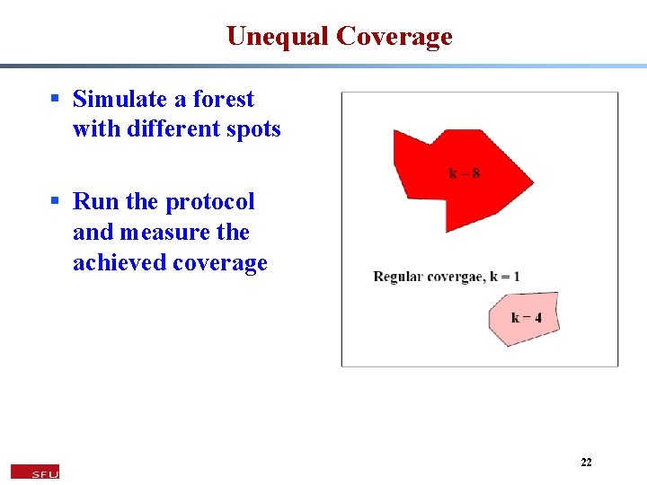 Unequal Coverage § Simulate a forest with different spots § Run the protocol and