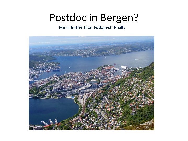 Postdoc in Bergen? Much better than Budapest. Really. 