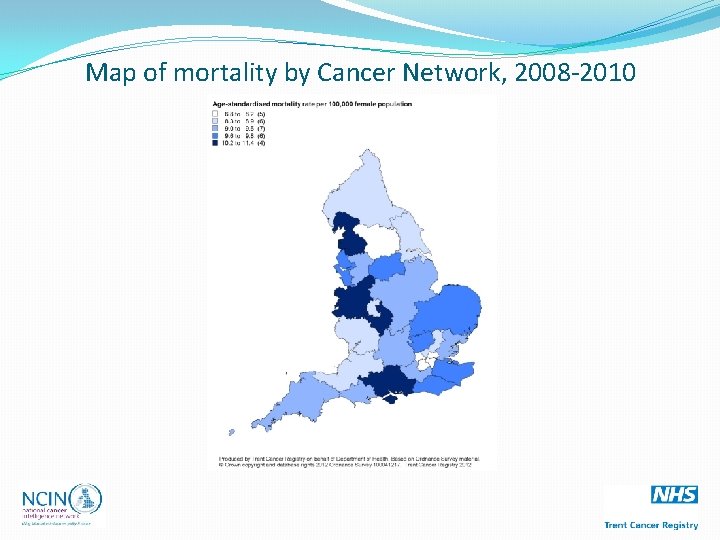 Map of mortality by Cancer Network, 2008 -2010 