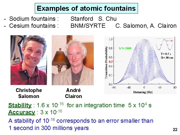 Examples of atomic fountains - Sodium fountains : - Cesium fountains : Christophe Salomon