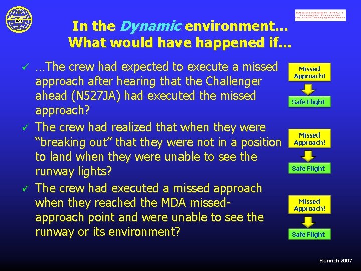 In the Dynamic environment… What would have happened if… …The crew had expected to