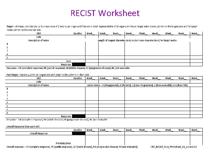 RECIST Worksheet 