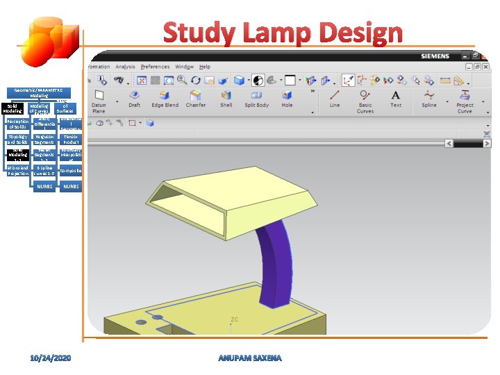 Study Lamp Design Geometric/PARAMETRIC Modeling of Solid Modeling of Represent Curves Surfaces ation, (Patches)