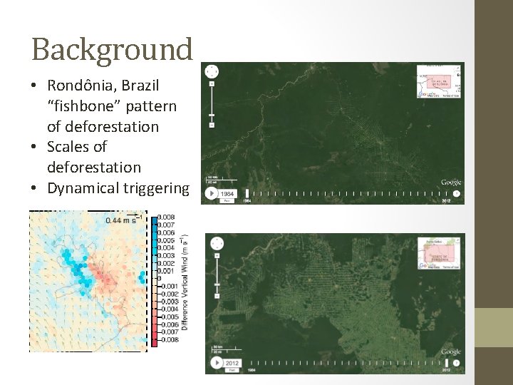 Background • Rondônia, Brazil “fishbone” pattern of deforestation • Scales of deforestation • Dynamical