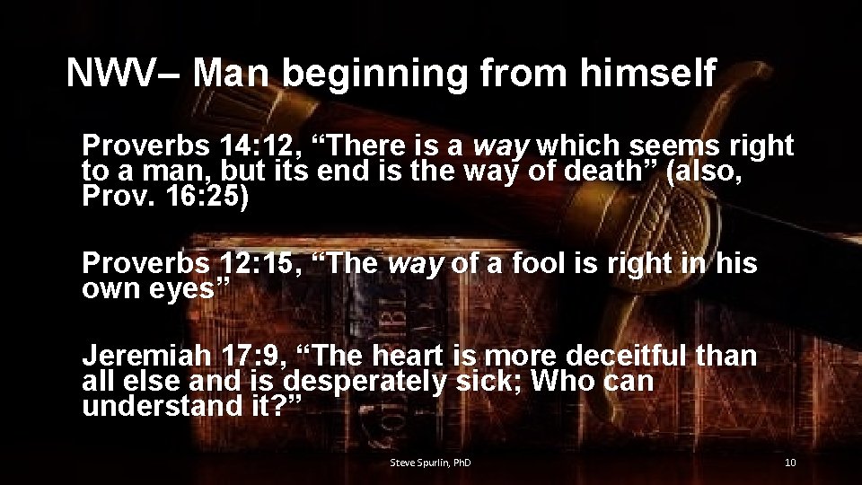 NWV– Man beginning from himself Proverbs 14: 12, “There is a way which seems