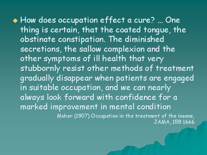 u How does occupation effect a cure? … One thing is certain, that the u How does occupation effect a cure? … One thing is certain, that the