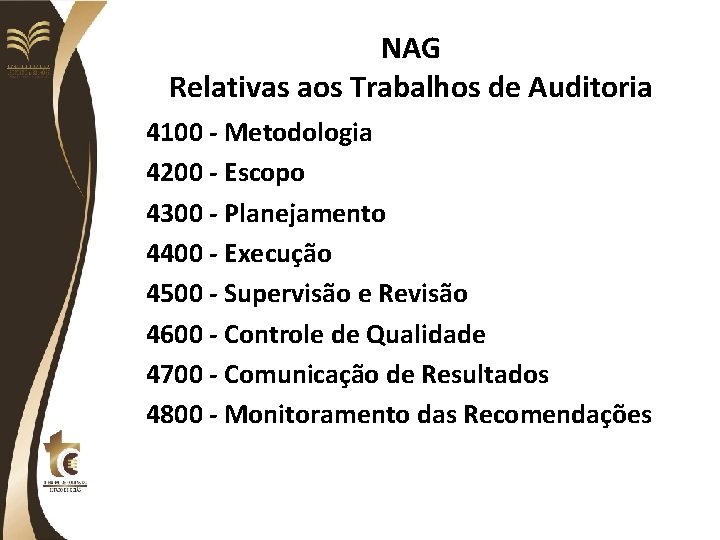 NAG Relativas aos Trabalhos de Auditoria 4100 - Metodologia 4200 - Escopo 4300 -