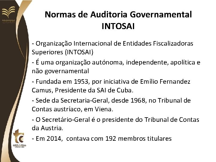 Normas de Auditoria Governamental INTOSAI - Organização Internacional de Entidades Fiscalizadoras Superiores (INTOSAI) -