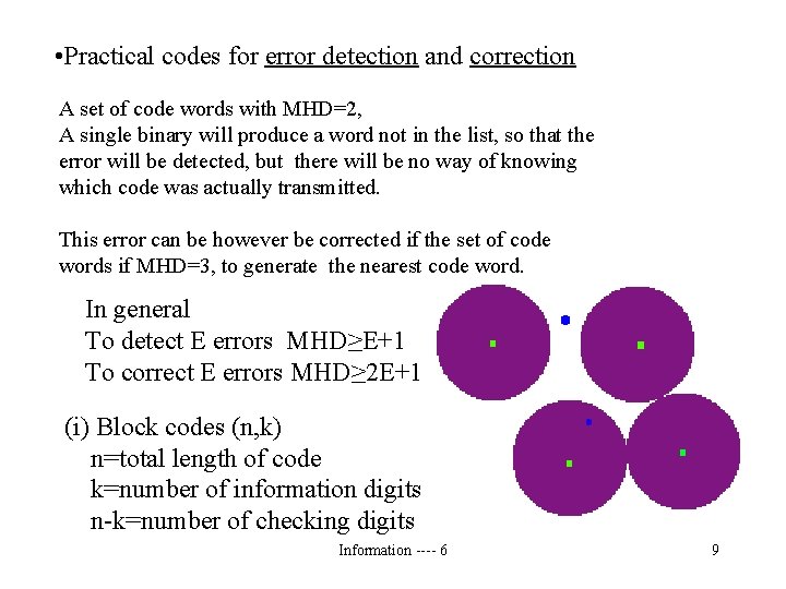  • Practical codes for error detection and correction A set of code words