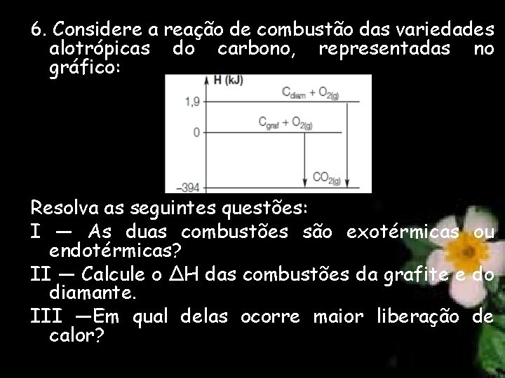 6. Considere a reação de combustão das variedades alotrópicas do carbono, representadas no gráfico: