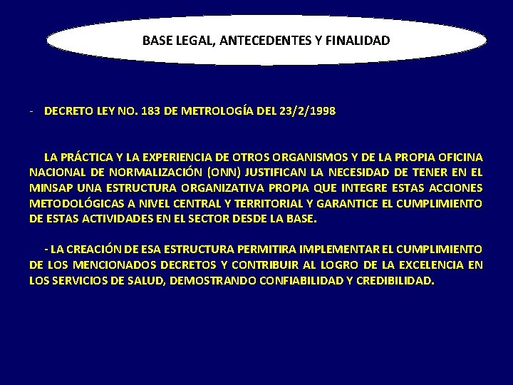 BASE LEGAL, ANTECEDENTES Y FINALIDAD - DECRETO LEY NO. 183 DE METROLOGÍA DEL 23/2/1998