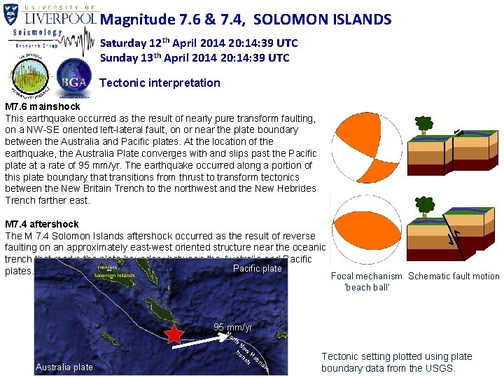 Magnitude 7. 6 & 7. 4, SOLOMON ISLANDS Saturday 12 th April 2014 20: