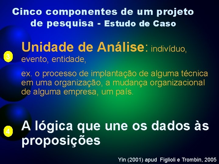 Cinco componentes de um projeto de pesquisa - Estudo de Caso 3 Unidade de