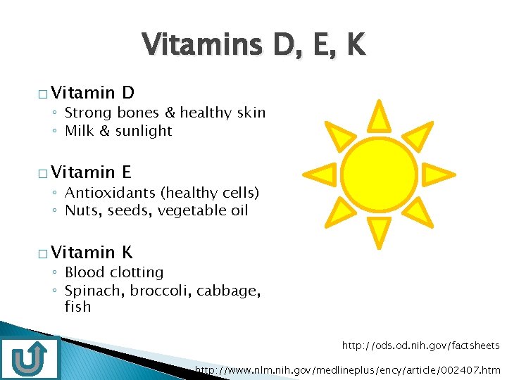 Vitamins D, E, K � Vitamin D � Vitamin E � Vitamin K ◦