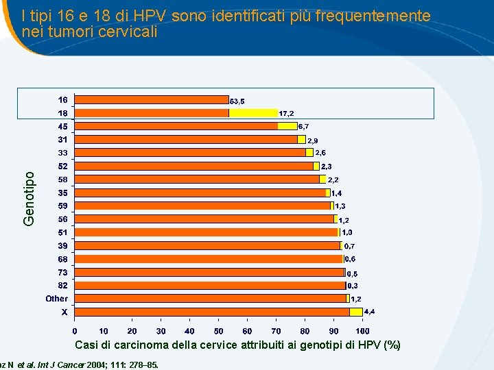 Genotipo I tipi 16 e 18 di HPV sono identificati più frequentemente nei tumori Genotipo I tipi 16 e 18 di HPV sono identificati più frequentemente nei tumori