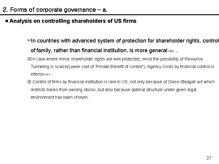 2. Forms of corporate governance – a. ▣ Analysis on controlling shareholders of US