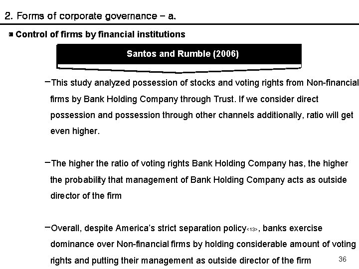 2. Forms of corporate governance – a. ▣ Control of firms by financial institutions